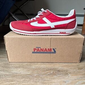 Classic Mexican handcrafted Panam 084 sneakers in red and white, US 11.5 / MX 30